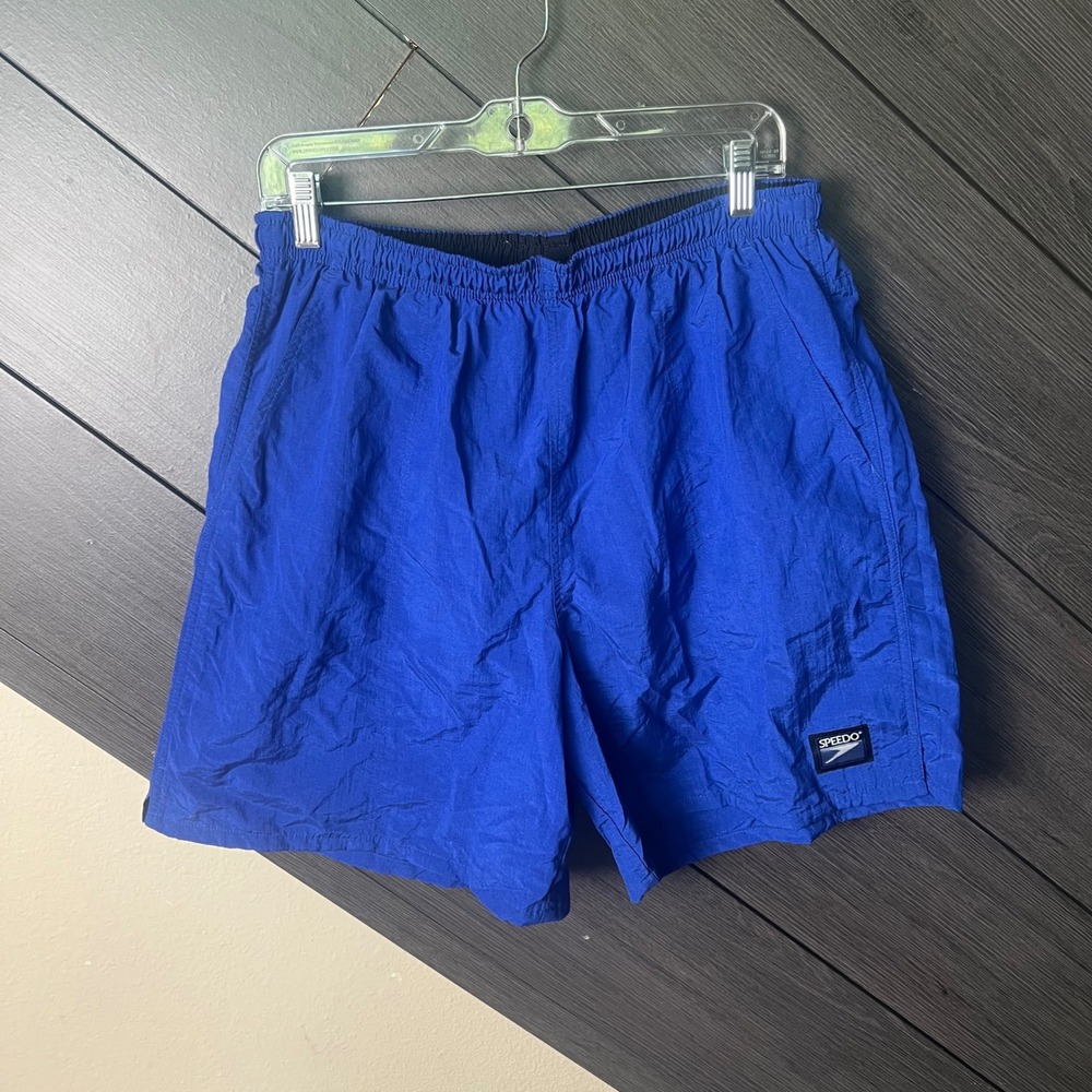 Speedo Men's Swim Trunks Blue Nylon Water Repellent Pocket Large Beach